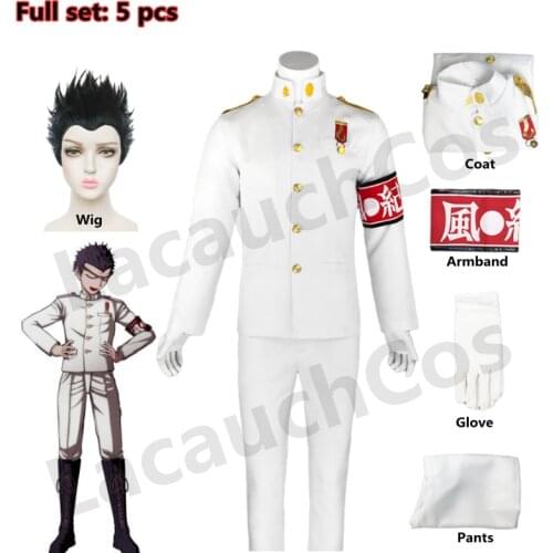Anime Kiyotaka Ishimaru Uniforms Cosplay Costumes Dangan Ronpa Coat Pants Full Sets Boys Black Wigs Halloween cosplay Clothes