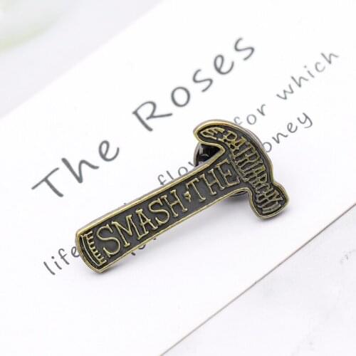 Zhijia New Personality Lettering Hammer Enamel Brooch Pin For Backpack Clothes Lapel Accessories Jewelry Mens And Womens Pin