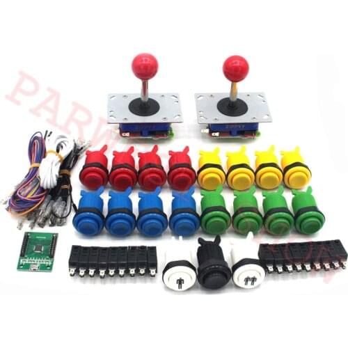 Arcade DIY Bundle Kits with 2 player USB Encoder Board Happ Push Buttons Zippyy Joystick for MAME Control Game Machine Rocker