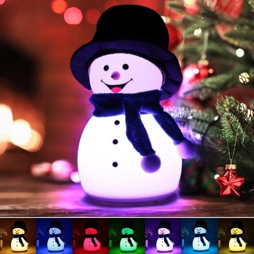 Night Light for Kids, Cute Silicone Snowman Light Nightlight Safe Baby Nursery Lamps for Bedroom with Music & 7 Colors Change