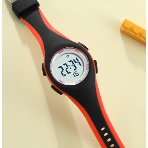 OHSEN Digital Kids Watches For Boys Girls 50M Waterproof Orange Silicone Electronic Wristwatch Stopwatch Children Led Watch Gift