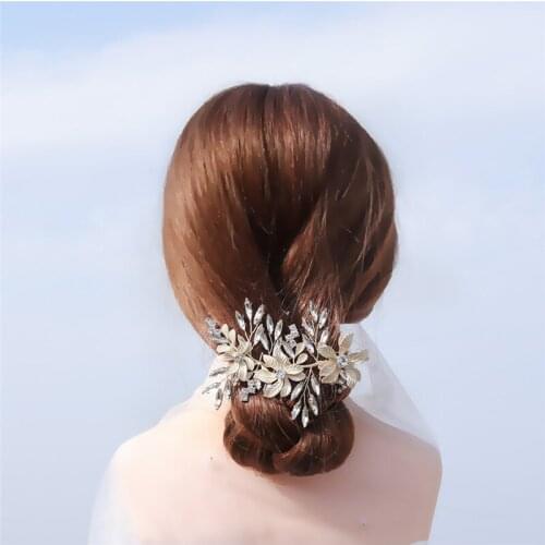 OKILY Luxury Alloy Flower Glass Crystal Bride Headbands Hair Accessories for Girls Wedding Banquet Headpiece Hairband Jewelry