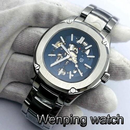 Pagani New Mens Top Casual Mechanical Watch Sapphire Crystal Blue Hollow Dial Luminous 10ATM Waterproof Automatic Watch