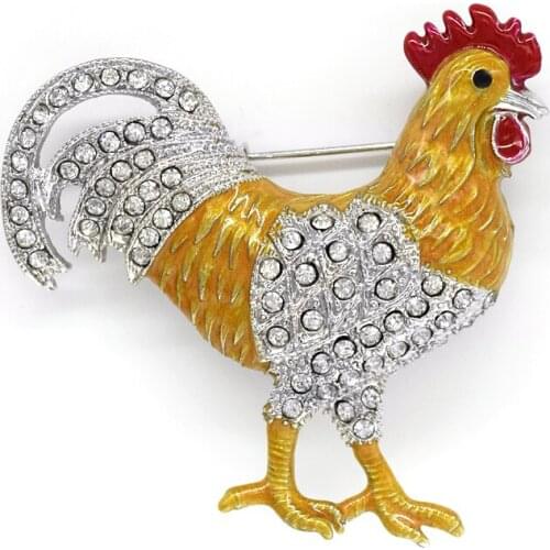 Clear Rhinestone Rooster Pin brooches C533 A
