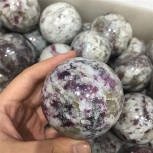 60mm RUBELLITE Pink Tourmaline Crystal in Granite Sphere