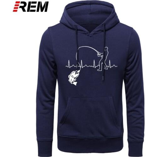 Funny Style Eat Sleep Fishing Heartbeat Men Joke long Sleeve Cotton fisherman Fish Hoodies, Sweatshirts