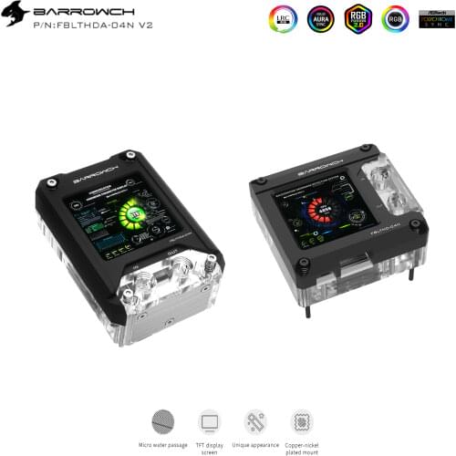 Barrowch AMD INTEL CPU Water Block display high resolution Use for PC CPU hardware detection Liquid Cooling Cooler FBLTHDA-04N