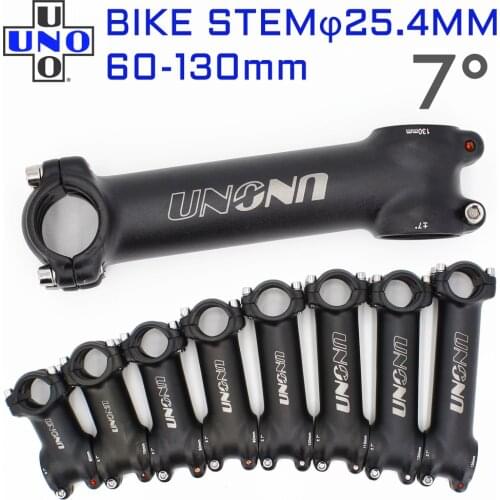 UNO Bike Stem MTB Mountain Ultralight Stem Aluminum AL6061 7 Degrees Road Bicycle Bike Stem 25.4*60/70/80/90/100/110/120/130mm