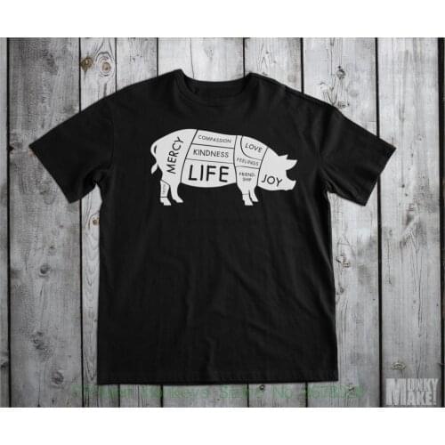 Women'S Tee Happy Vegan Pig T Shirt All Sizes Veggie Animal Rights Protest Alf Compassion Sale Woman Shirts
