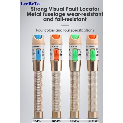 Gold 5km/10km/20km/30km Red Light Source Fiber Tester Pen Visual Fault Locator Compliant SC ST FC Connector