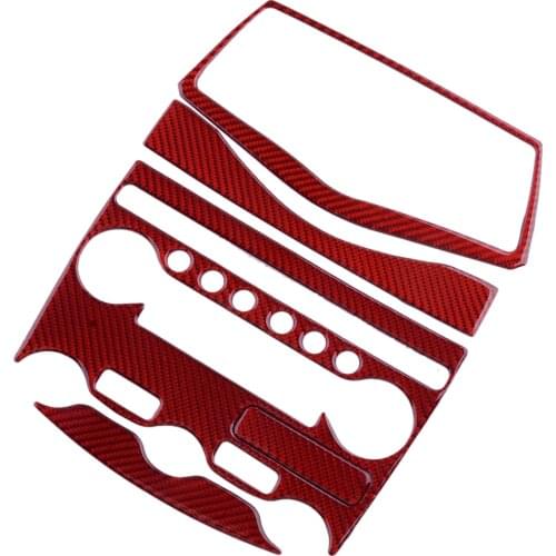 1 Set Central Console Panel Cover Trim Carbon Fiber Red Fit for Nissan 370Z 2009 2010 2011 2012 2013 2014 2015 2016-2019 2020