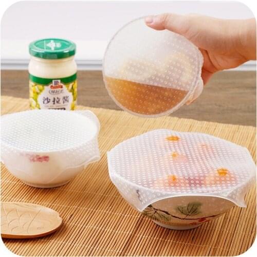 1PC Transparent Silicone Cling Film Multifunctional Food Fresh Keeping Wrap Food Wraps Seal Vacuum Cover Lid Stretch OK 0599