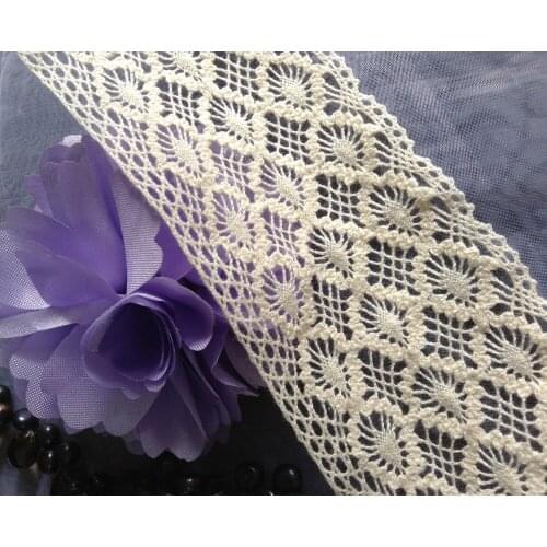 100% Cotton 5.5cm lace trimmings,beige color,garment accessories lace trim,XERY02069p
