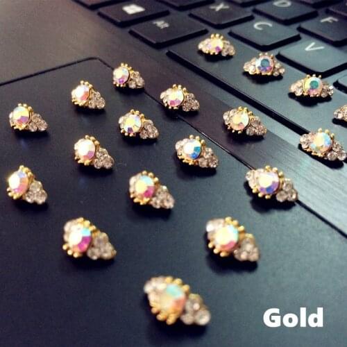 Free Shipping 10pcs latest 3d fashion Gold/Silver base AB color rhinestone nail art rings