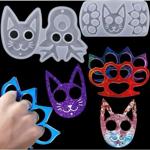 1pcs Cat Face Elk Keychain Jewelry Decoration Accessories Model Epoxy Silicone Mold Mat DIY Hand Making Tools Home Deco Crafts