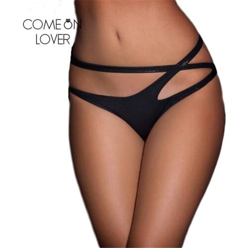 Comeonlover Black Women Briefs Hollow Out Unique Design Woman Under Wear Sexy Panties Mid-Rise Solid Plus Size Underwear PE5119P