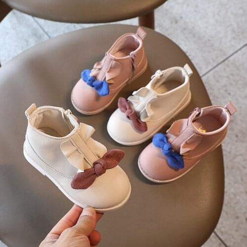 2021 Children Plush Warm Shoes for PU Leather Girls Kids Martin Boots Autumn Winter New Toddler Baby Outdoor Walking Short Boots