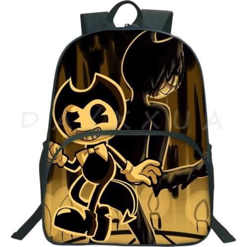 Kids Bendy Double-layer Nylon Backpack Schoolbag Notebook Travel Bag the Ink Machine Gifts for Kids Friends