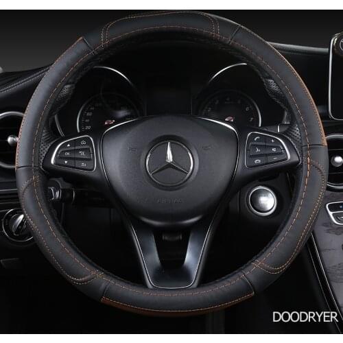 DOODRYER Carbon Fiber Leather Car Steering Wheel Cover For LADA Granta Kalina Vesta Niva Xray Priora