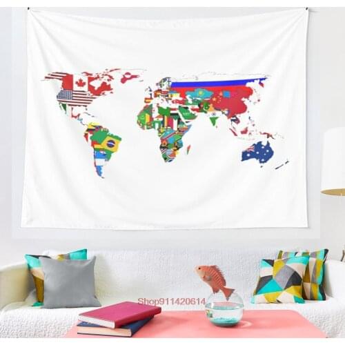 World Flags Map tapestry wall decoration witchcraft tapestry Bohemian Hippie home decoration mattress yoga mat