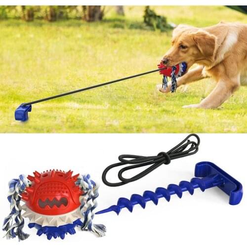 Interactive Tug of War Tethers Dog Toys Pet Puppy TPR Ball Toys Molar Bite Toy Elastic Ropes Dog Tooth Cleaning Chewing Supplies