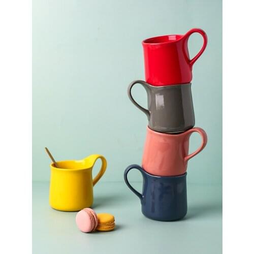 Candy-colored ceramic cup Nordic ins large capacity water cup Female family couple tea breakfast coffee cup coffee mug