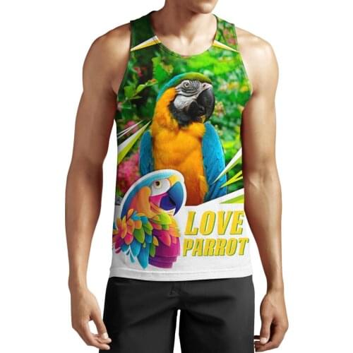 Animal Beautiful Love Parrot 3D Printed Men vest Summer Harajuku Sleeveless T-shirt Unisex Casual Polyester tank tops BX-051