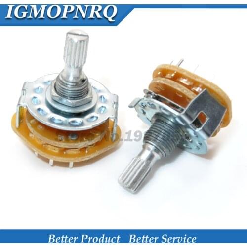 2PCS RS25 6mm Knurl Shaft Panel Mount 2P4T 2P5T 2P6T 3P3T 3P4T 4P3T 1P11T Rotary Band Switch Selector