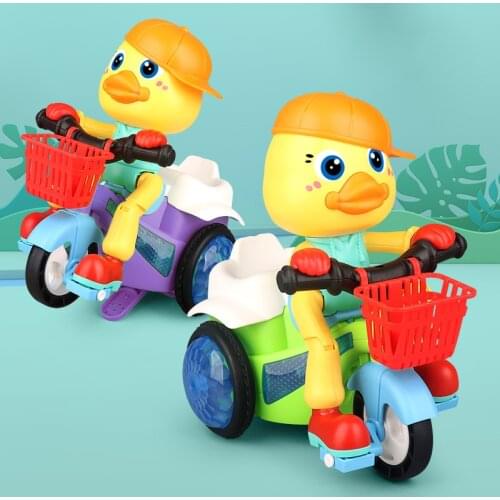 Little Duck Stunt Electric Tricycle Childrens Cartoon Toys Rotating Luminous Musical Toys Baby Toys Gifts For Children