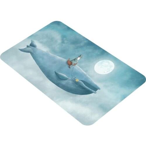 Cartoon Pattern Deep Sea Flying Flsh Print Door Mat Bathroom Anti-slip Mat Entrance Door Mat 80cm