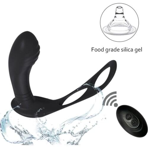 10 Modes Male Vibrator Prostate Massager Silicone Wireles Remote Control Dildo Delay Ejaculation Ring Butt Plug Sex Toys for Men