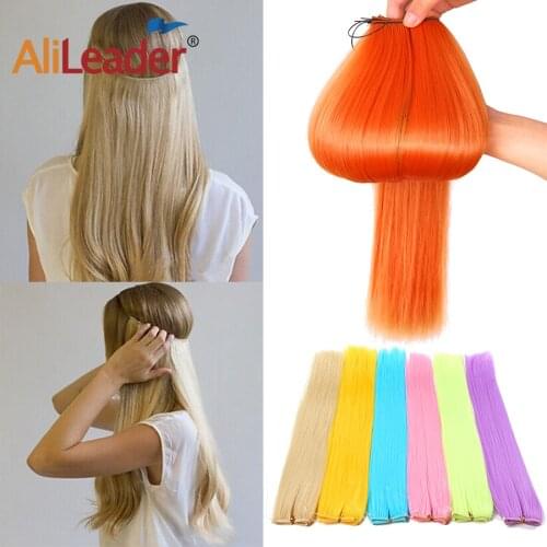 AliLeader 22 Inch Natural Invisible Hair Extensions Secret Fish Line Hairpieces Synthetic Hair For Women Pink Blue Black Hair