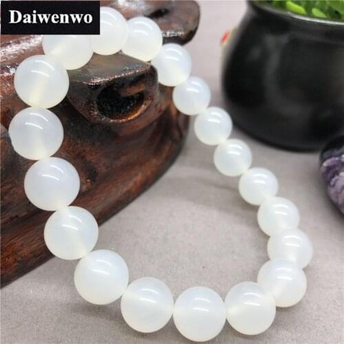 Natural White Agate Onyx Beads Bracelet Handmade 6/8/10/12mm Gift for Women