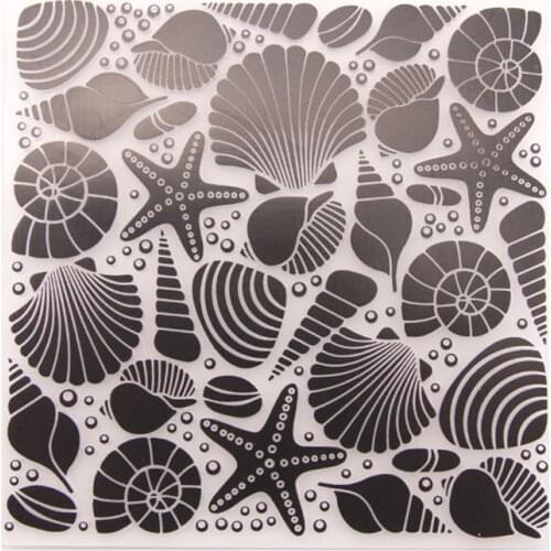 Ocean Jewelry Embossing Folders Template Square Star Fish Pattern For Scrapbook DIY Album Card Making Tools 12.6cm x 12.6cm 1pc