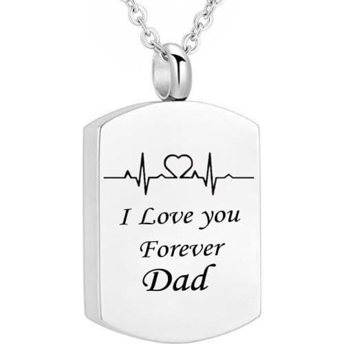 Electrocardiogram Square Pendant Cremation Urn Jewelry Necklace with Funnel Fill Kit Ashes Keepsake Memorial- I Love You Forever