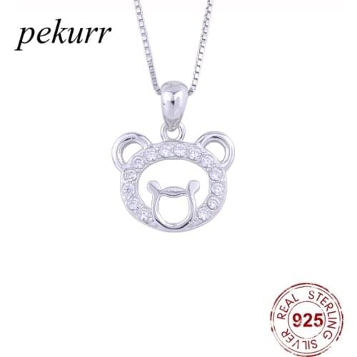 Pekurr 925 Sterling Silver Cartoon Kawaii Mouse Necklace For Women Cute Zircon Mickey Pendants Kids Party Fashion Jewelry Gifts