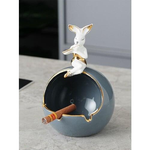 Rabbit Ashtray Ceramic Bunny Gray Ash Tray Weed Cute Gift For Boyfriend Gadgets Smoking Home Accessories