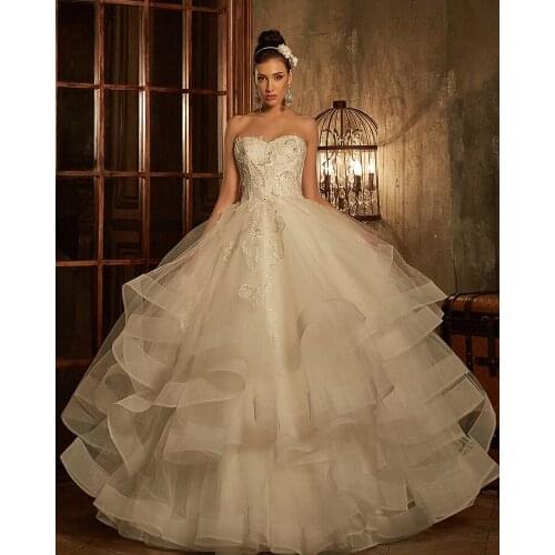 Custom Made Princess A-line Wedding Dress Vestido Casamento Shiny Beading Crystal Sequins Lace Tulle Bridal Gowns Trouwjurken