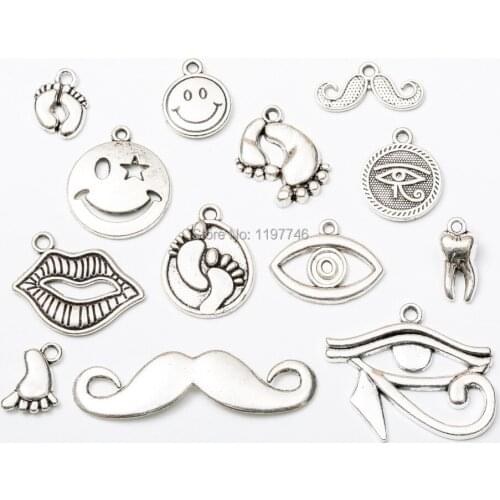Charms Pendants Cute Smiling Face Beard Lip Feet Eyes Teeth Shape For DIY Decoration Neckalce Earring Key Chain Jewelry Making