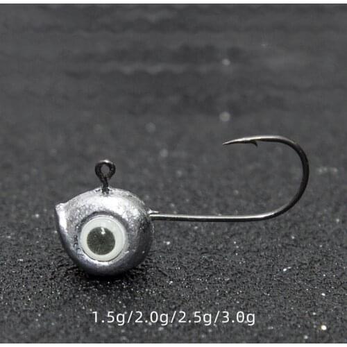 5pcs Jig Lead Head Soft Lure Hook 1.5/2/2.5/3G Fishing Tackle Bass 3D Eye Lead Jig Head Jigging Silicone Bait Soft Worm Hook