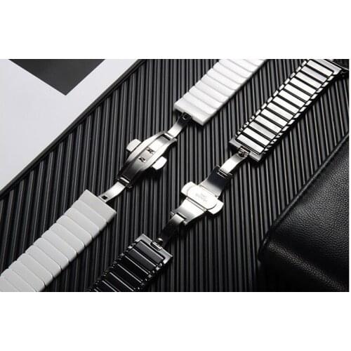 Ceramic Strap for Apple Watchband 6 5 4 Bracelet for Iwatch Series 3 2 1 44mm 42mm 40mm 38mm Stainless Steel Buckle Black white