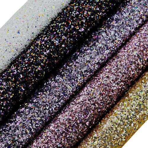 30X134cm Roll MIx Color Chunky Glitter Fabric With Twill Backing For DIY Project Craft Sawing AY104