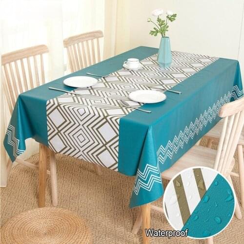 PVC Plastic Table Cloth Waterproof Oil Proof Table Cover Modern Pastoral Style Leaves Plaid Printed Rectangular Tea Tablecloths