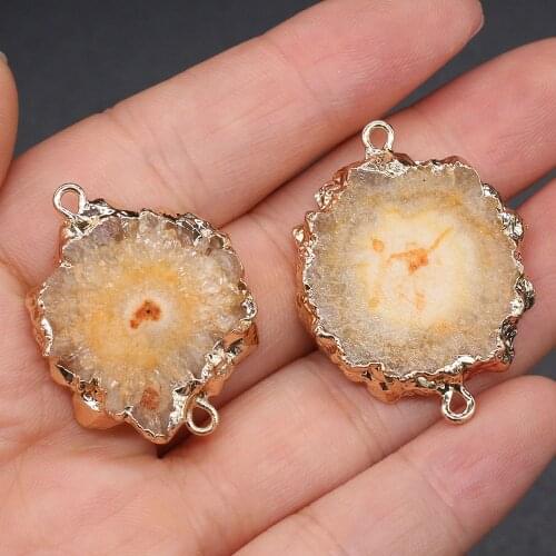 Natural Stone Double Hole Agated Slice Connectors for Trending Jewelry Accessories Making Necklaces Bracelet