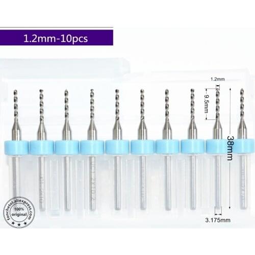 3.175mm*1.2mm-10pcs,micro PCB Drill Bit,CNC milling Cutter,Solid carbide Drill,wood tool,plastic,copper,woodworking pcb drill
