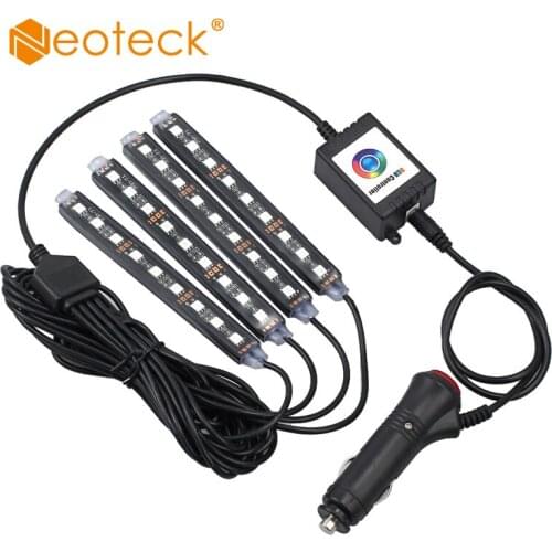 Neoteck DC 12V LED light Strip Wireless Music Phone APP Control Interior Kit 4 LED RGB Waterproof Tape led Lamp 5050 Support IOS