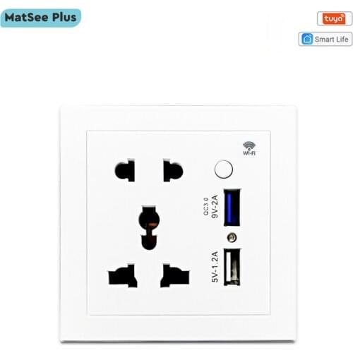 Tuya Smart Life WiFi Universal Wall Socket 10A With USB Fast Charge Outlet Timing Remote Control Works With Alexa Google Home