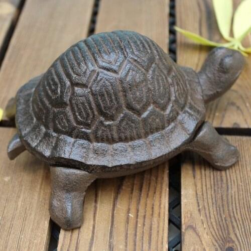 Vintage Rustic Tortoise Cast Iron Key Box European Farm House Accents Handmade Heavy Metal Animal Statues Tabletop Storage Case