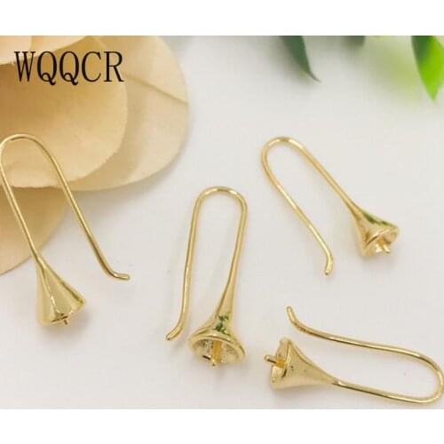 WQQCR 50PCS Free Shipping New Gold and 925 Silver Select DIY Jewelry Accessories Water Drop Horn Shape Wholesale 7X22MM