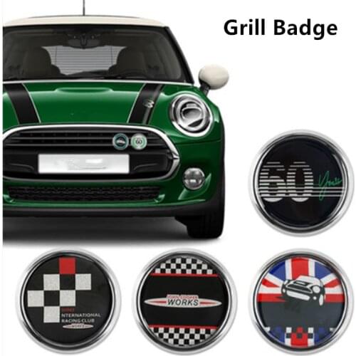1pcs Metal 3D Front Bumper Grill Emblem Badge Sticker Car Styling for Mini Cooper R56 R60 F55 F56 F60 Countryman Clubman JCW